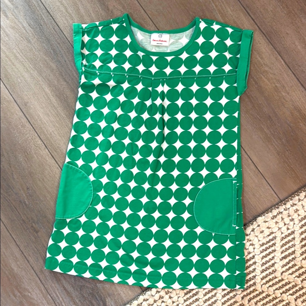 Adorable Hanna Andersson Green Polka Dot Dress | Size 120 / Girls 6